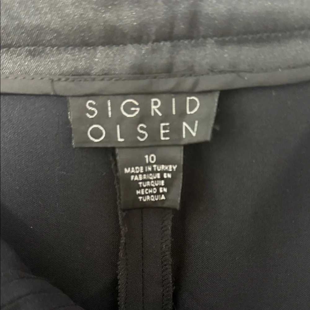 Sigrid Olsen Elegant Black Trousers with Satin Tuxedo Stripe - Picture 2 of 6
